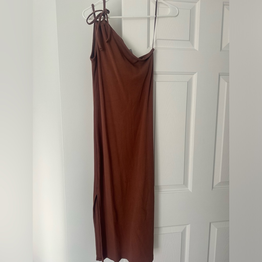 Chocolate brown one strap maxi